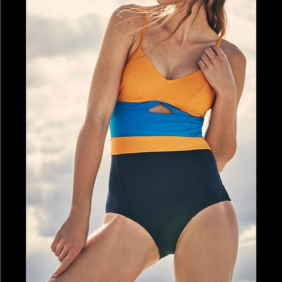 Nwt Flagpole Swim Joellen Colorblock One Piece Swimsuit - Picture 1 of 5